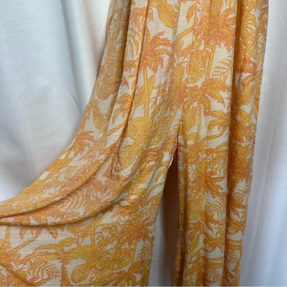 New STORIA Jumpsuit Wide Leg Sz L PALM TREE STRAPLESS Hawaiian Tropical Vacation - Picture 8 of 11